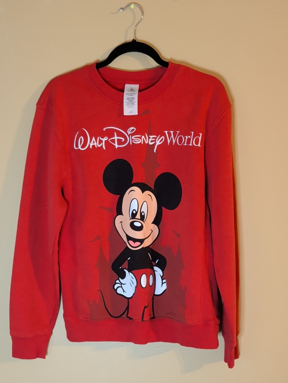 Disney Parks Walt Disney World Mickey Mouse Red Crewneck Sweatshirt Size Small